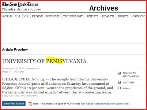 NY Times 1-7-10 Univ of Penisylvania typo480x357